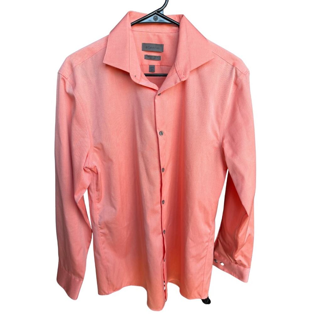 Calvin Klein Extreme Slim Fit Dress Shirt XL 17.5 32/33 Pink 100% Cotton